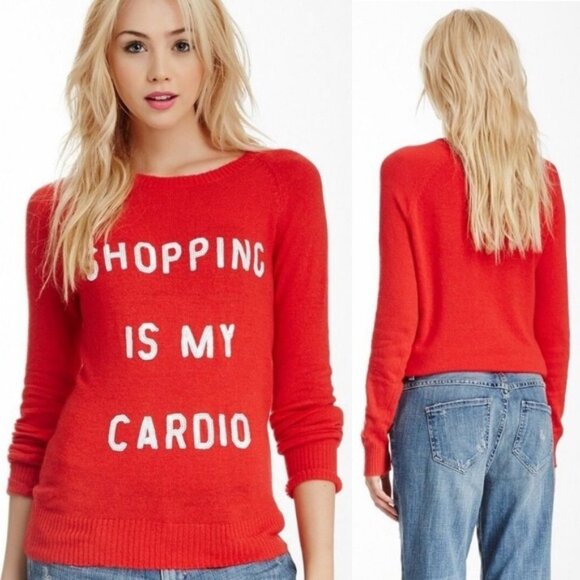 Wildfox White Label Shopping Is My Cardio Red Sweater S Jumper Angora Blend Y2K - Picture 1 of 16